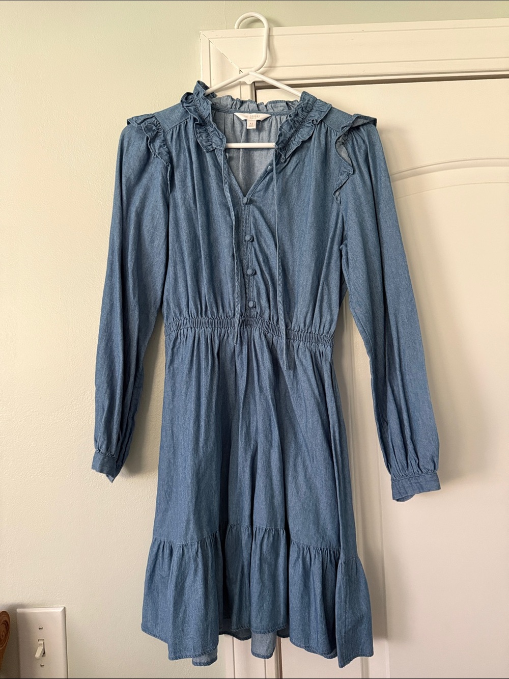 Lauren Conrad Blue Ruffle-Trim Denim Dress